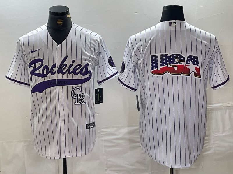 Men Colorado Rockies Blank White Stripe Joint name Nike 2024 MLB Jersey style 4->colorado rockies->MLB Jersey